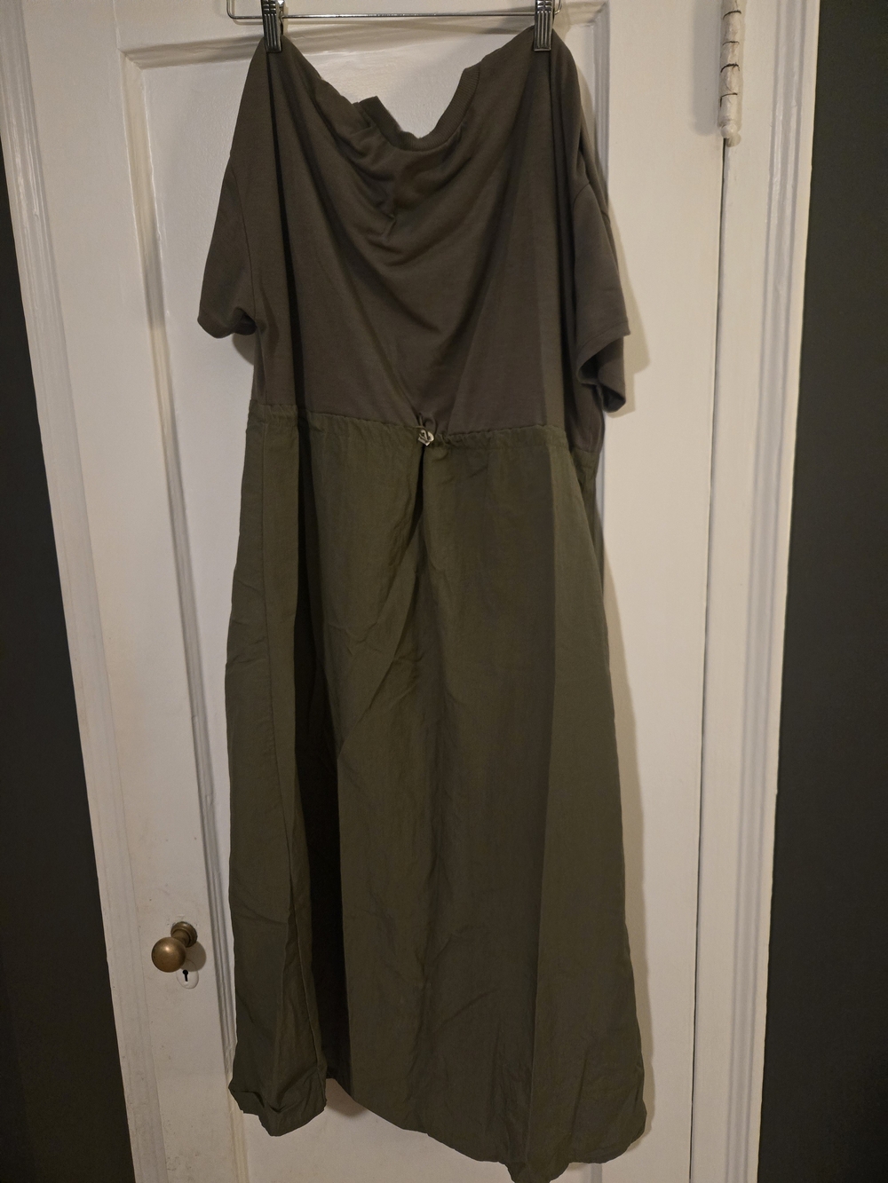Olive Two-Tone Midi Dress - Relaxed Fit